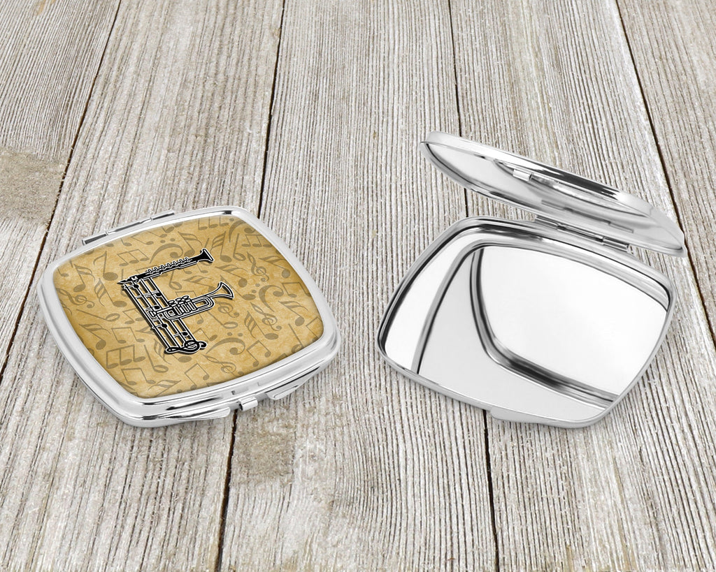 Letter F Musical Instrument Alphabet Compact Mirror Decorative Travel Makeup Mirror for Women Girls Gifts Pocket Makeup Mirror Folding Handheld