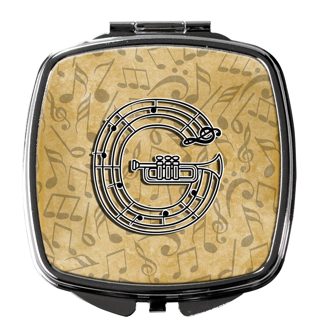 Letter G Musical Instrument Alphabet Compact Mirror Decorative Travel Makeup Mirror for Women Girls Gifts Pocket Makeup Mirror Folding Handheld