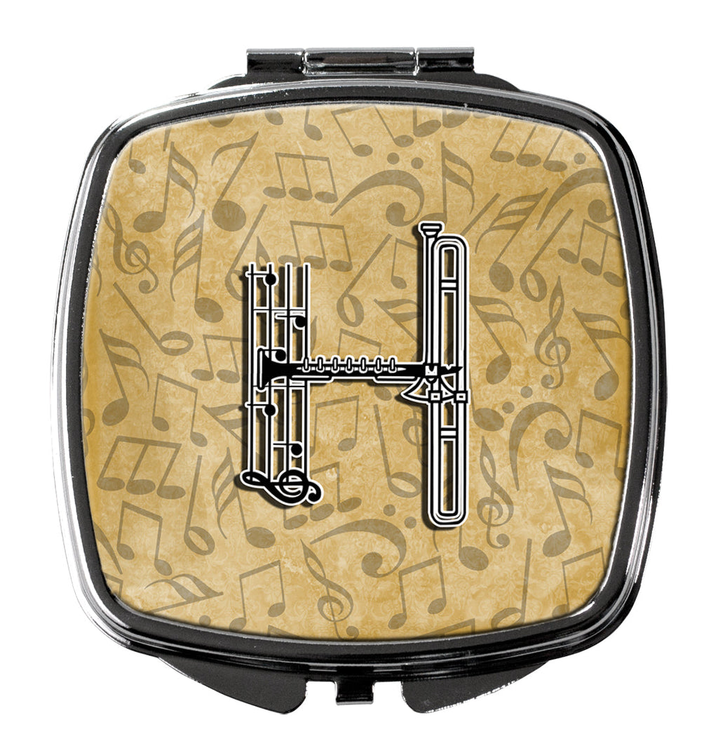 Letter H Musical Instrument Alphabet Compact Mirror Decorative Travel Makeup Mirror for Women Girls Gifts Pocket Makeup Mirror Folding Handheld