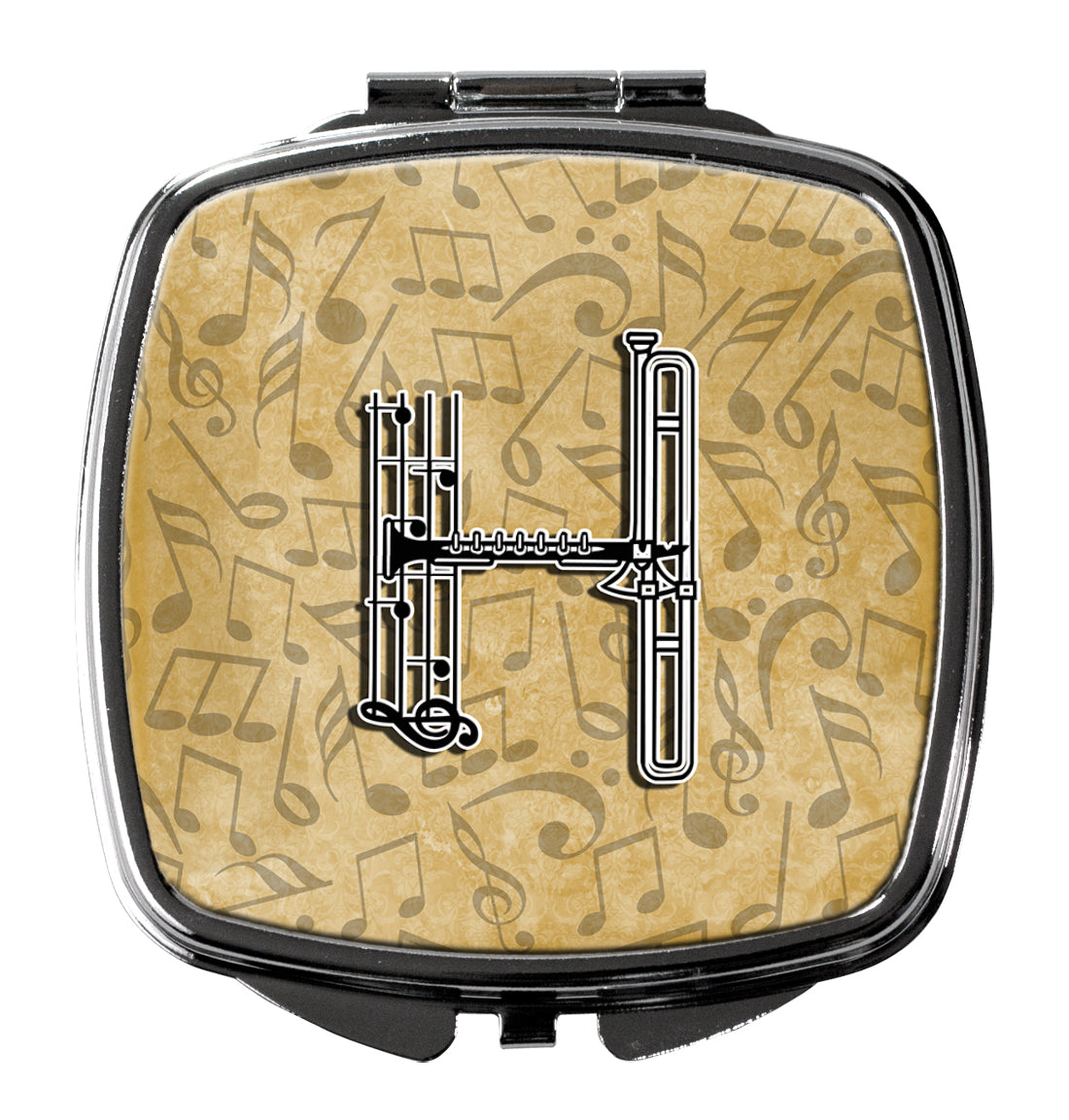 Letter H Musical Instrument Alphabet Compact Mirror Decorative Travel Makeup Mirror for Women Girls Gifts Pocket Makeup Mirror Folding Handheld