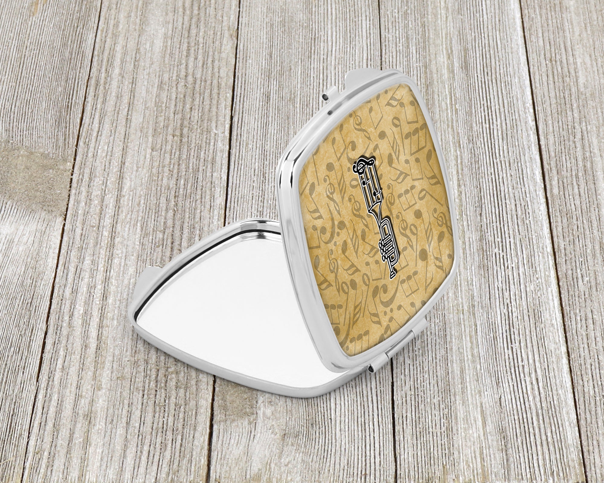Letter I Musical Instrument Alphabet Compact Mirror Decorative Travel Makeup Mirror for Women Girls Gifts Pocket Makeup Mirror Folding Handheld