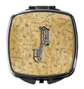 Letter J Musical Instrument Alphabet Compact Mirror Decorative Travel Makeup Mirror for Women Girls Gifts Pocket Makeup Mirror Folding Handheld