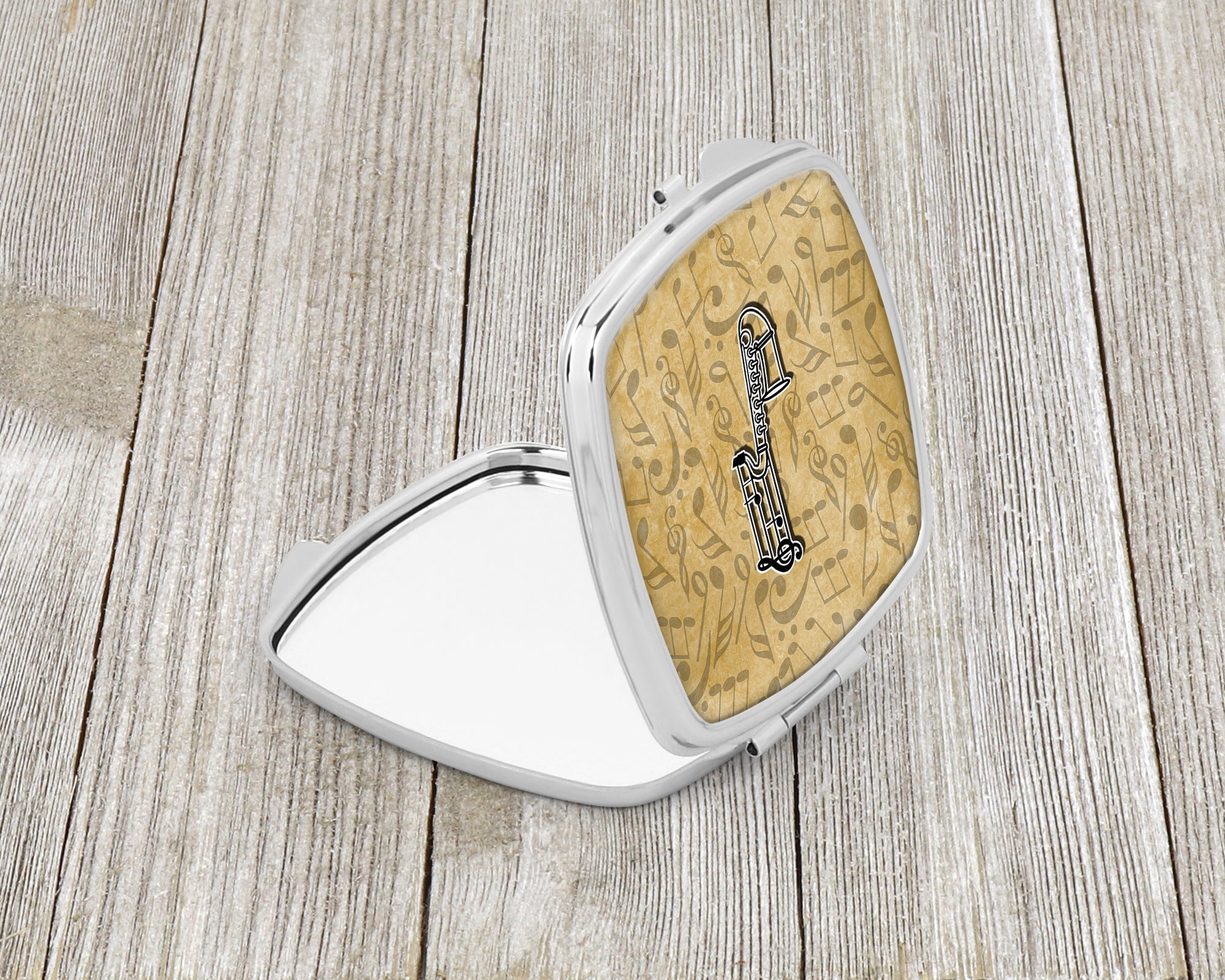 Letter J Musical Instrument Alphabet Compact Mirror Decorative Travel Makeup Mirror for Women Girls Gifts Pocket Makeup Mirror Folding Handheld