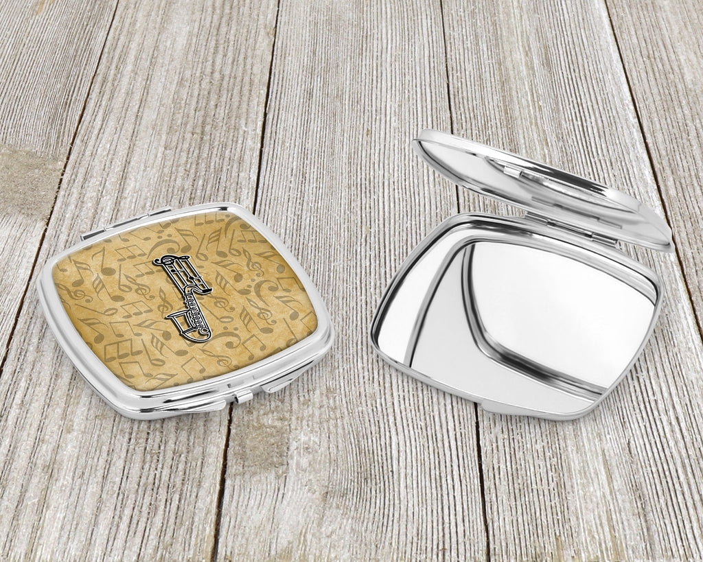 Letter J Musical Instrument Alphabet Compact Mirror Decorative Travel Makeup Mirror for Women Girls Gifts Pocket Makeup Mirror Folding Handheld