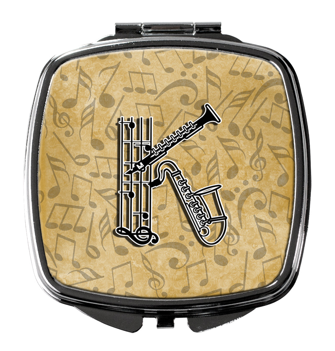 Letter K Musical Instrument Alphabet Compact Mirror Decorative Travel Makeup Mirror for Women Girls Gifts Pocket Makeup Mirror Folding Handheld