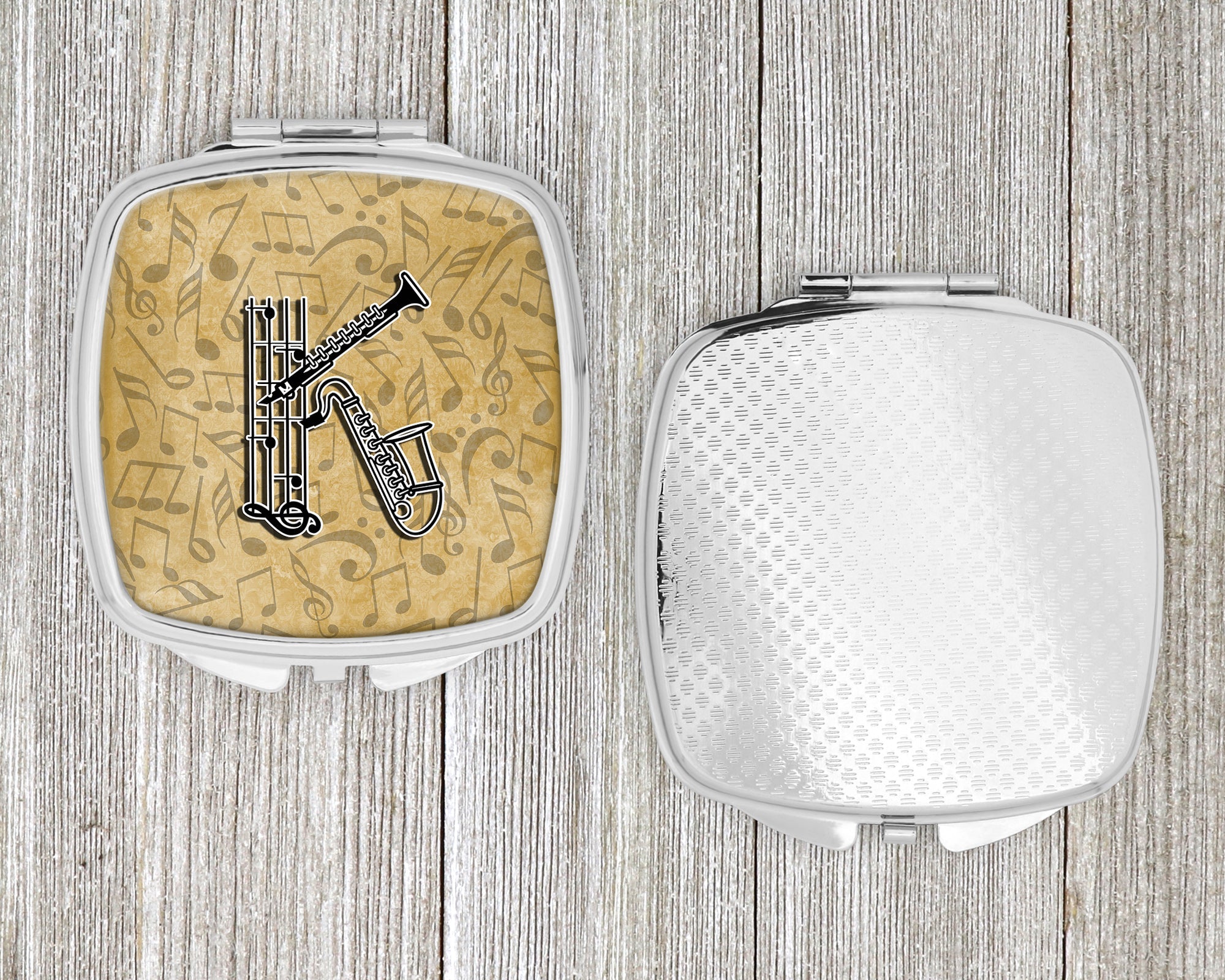 Letter K Musical Instrument Alphabet Compact Mirror Decorative Travel Makeup Mirror for Women Girls Gifts Pocket Makeup Mirror Folding Handheld