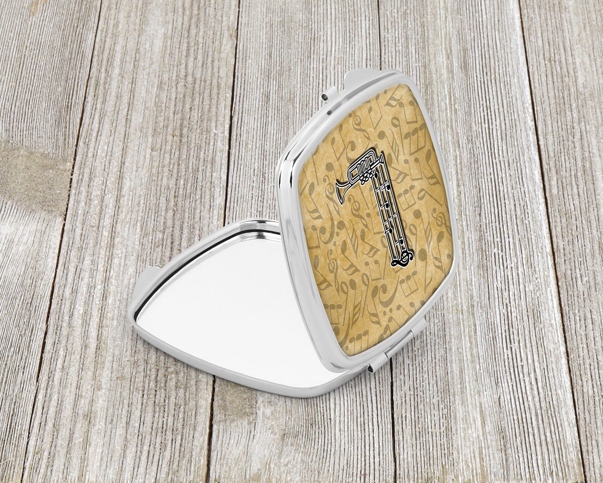 Letter L Musical Instrument Alphabet Compact Mirror Decorative Travel Makeup Mirror for Women Girls Gifts Pocket Makeup Mirror Folding Handheld