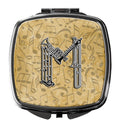 Letter M Musical Instrument Alphabet Compact Mirror Decorative Travel Makeup Mirror for Women Girls Gifts Pocket Makeup Mirror Folding Handheld