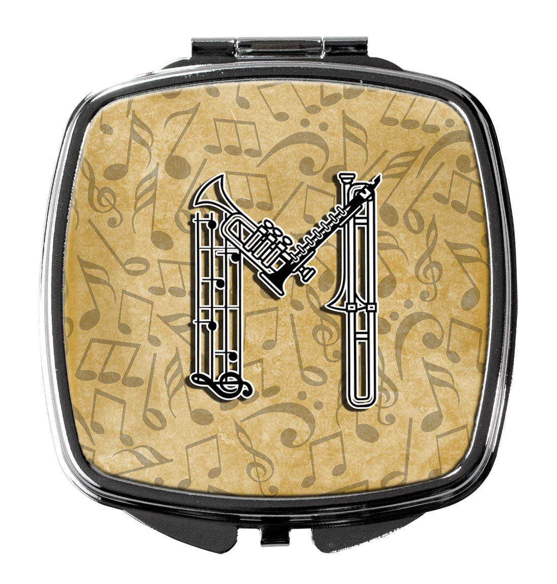 Letter M Musical Instrument Alphabet Compact Mirror Decorative Travel Makeup Mirror for Women Girls Gifts Pocket Makeup Mirror Folding Handheld