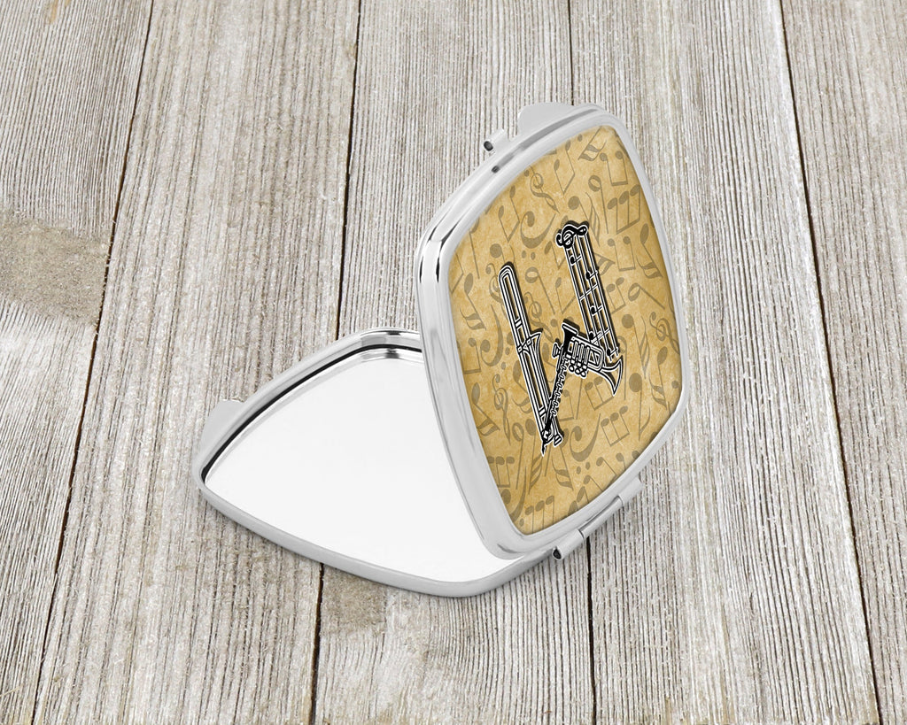 Letter M Musical Instrument Alphabet Compact Mirror Decorative Travel Makeup Mirror for Women Girls Gifts Pocket Makeup Mirror Folding Handheld