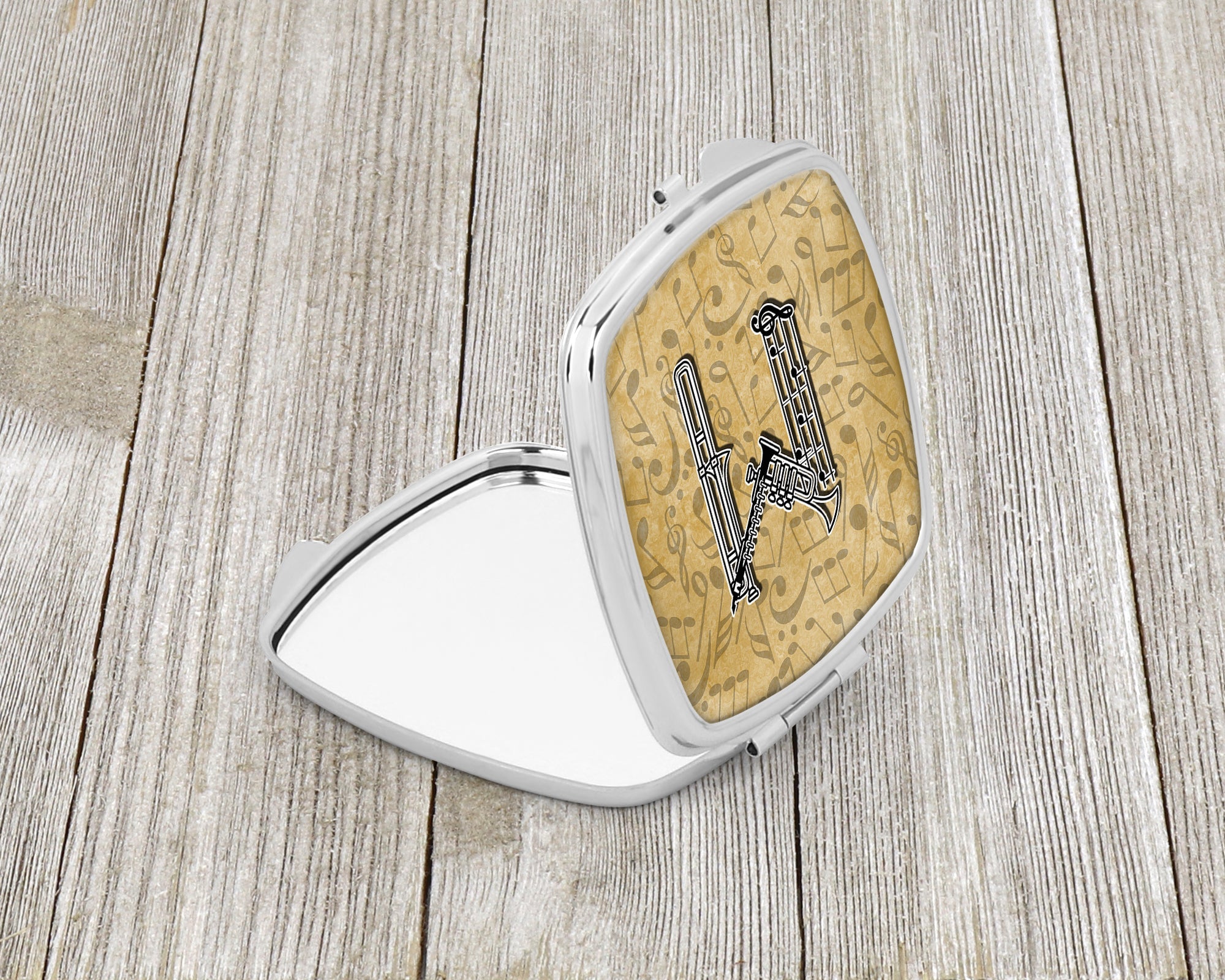 Letter M Musical Instrument Alphabet Compact Mirror Decorative Travel Makeup Mirror for Women Girls Gifts Pocket Makeup Mirror Folding Handheld