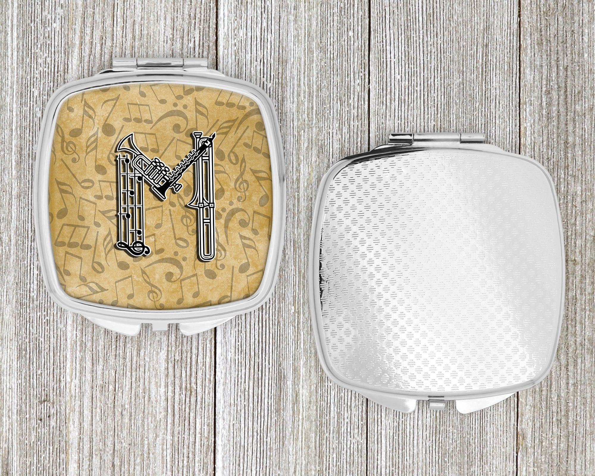 Letter M Musical Instrument Alphabet Compact Mirror Decorative Travel Makeup Mirror for Women Girls Gifts Pocket Makeup Mirror Folding Handheld