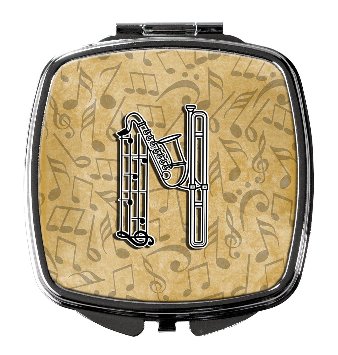 Letter N Musical Instrument Alphabet Compact Mirror Decorative Travel Makeup Mirror for Women Girls Gifts Pocket Makeup Mirror Folding Handheld