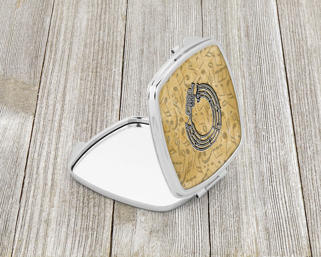 Letter O Musical Instrument Alphabet Compact Mirror Decorative Travel Makeup Mirror for Women Girls Gifts Pocket Makeup Mirror Folding Handheld