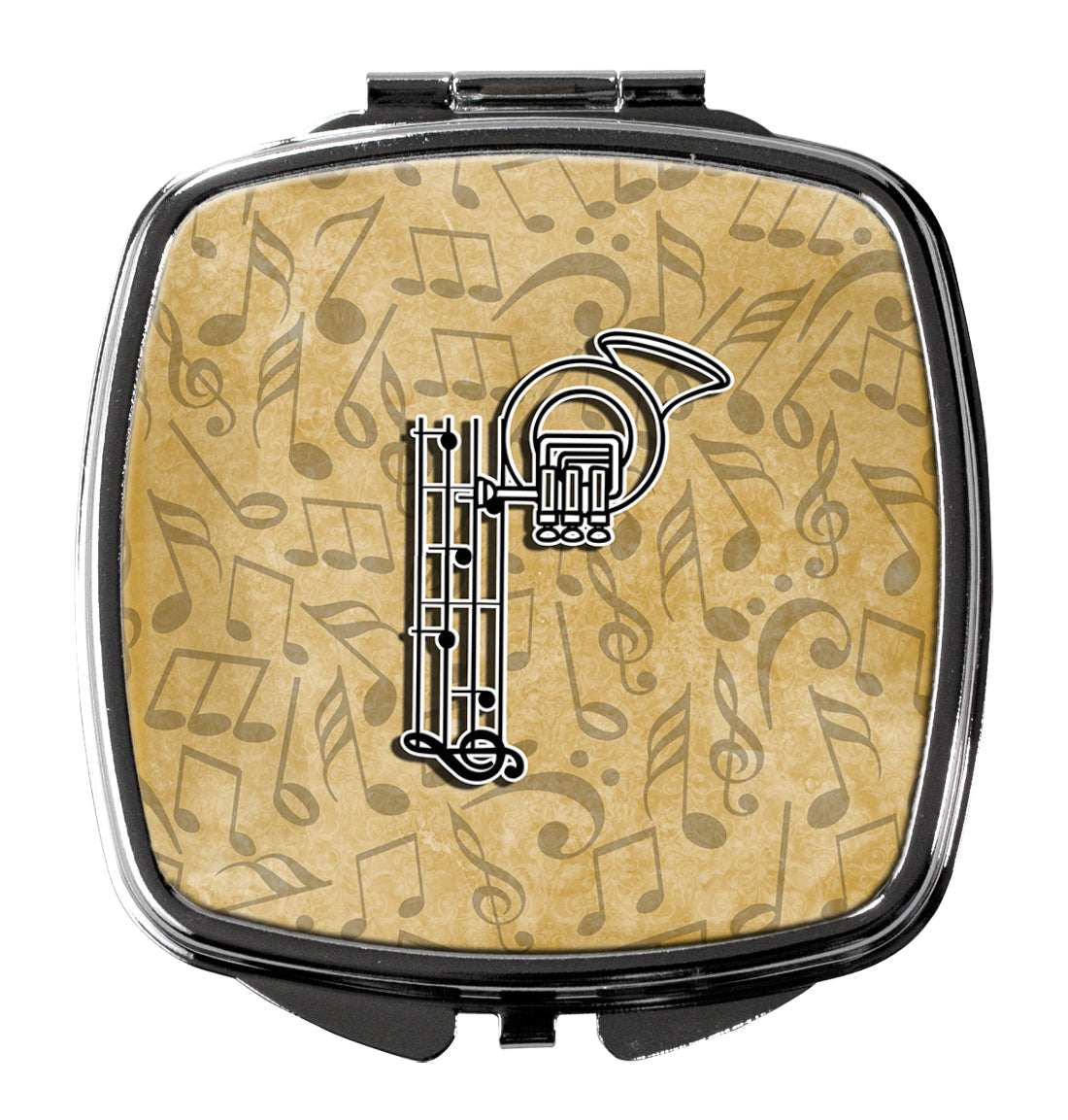 Letter P Musical Instrument Alphabet Compact Mirror Decorative Travel Makeup Mirror for Women Girls Gifts Pocket Makeup Mirror Folding Handheld