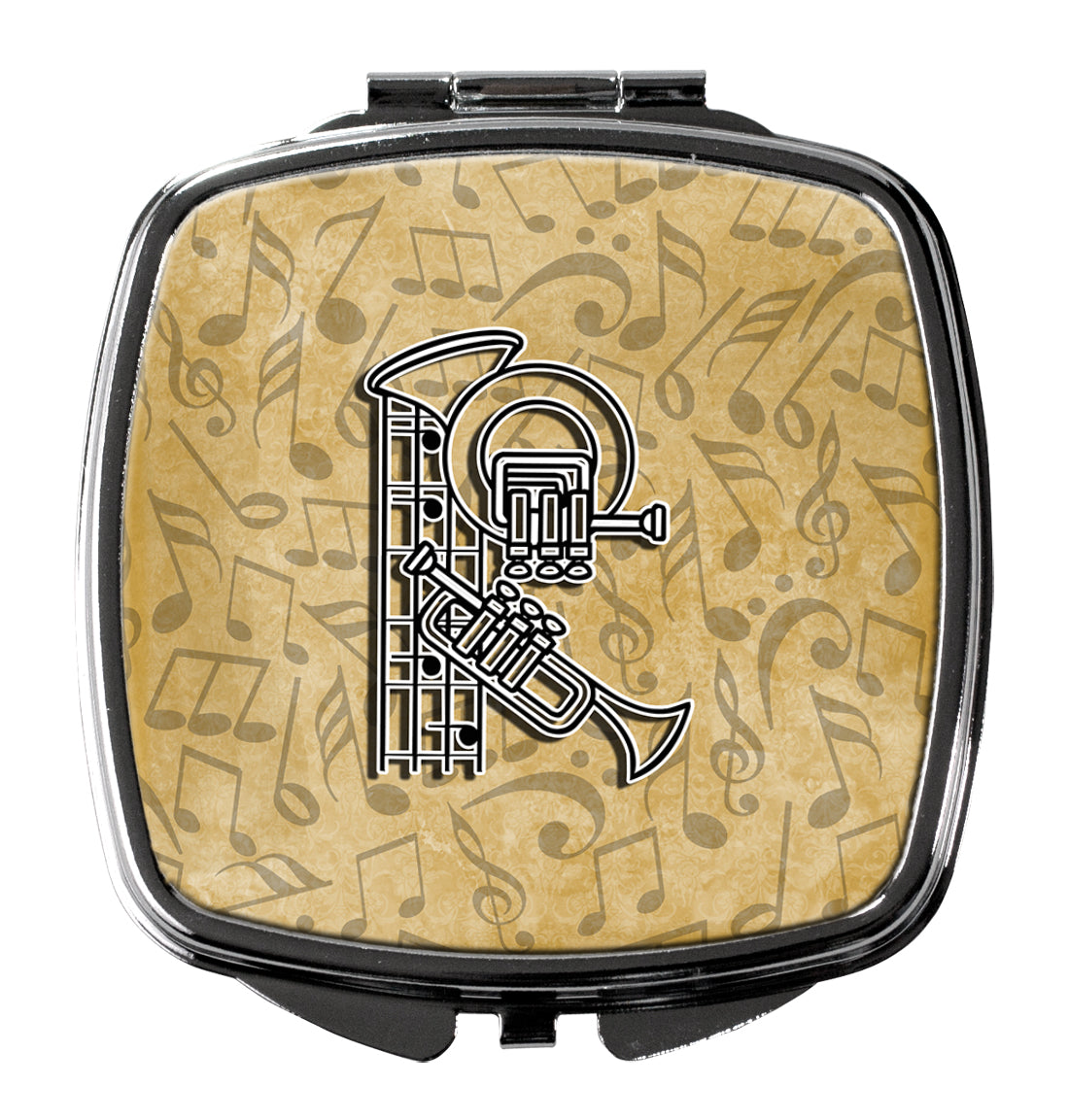Letter R Musical Instrument Alphabet Compact Mirror Decorative Travel Makeup Mirror for Women Girls Gifts Pocket Makeup Mirror Folding Handheld