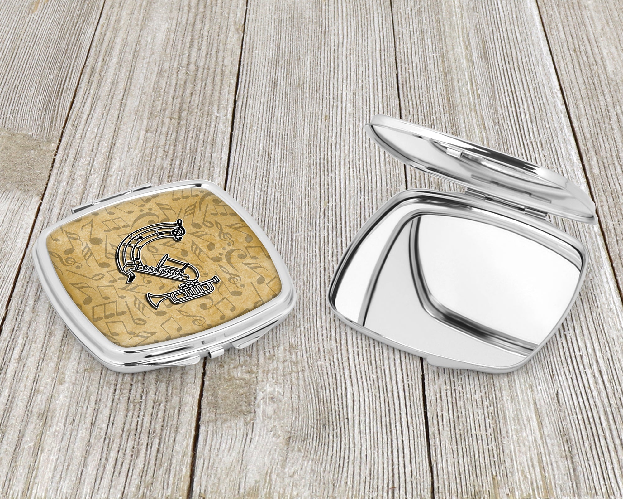 Letter S Musical Instrument Alphabet Compact Mirror Decorative Travel Makeup Mirror for Women Girls Gifts Pocket Makeup Mirror Folding Handheld