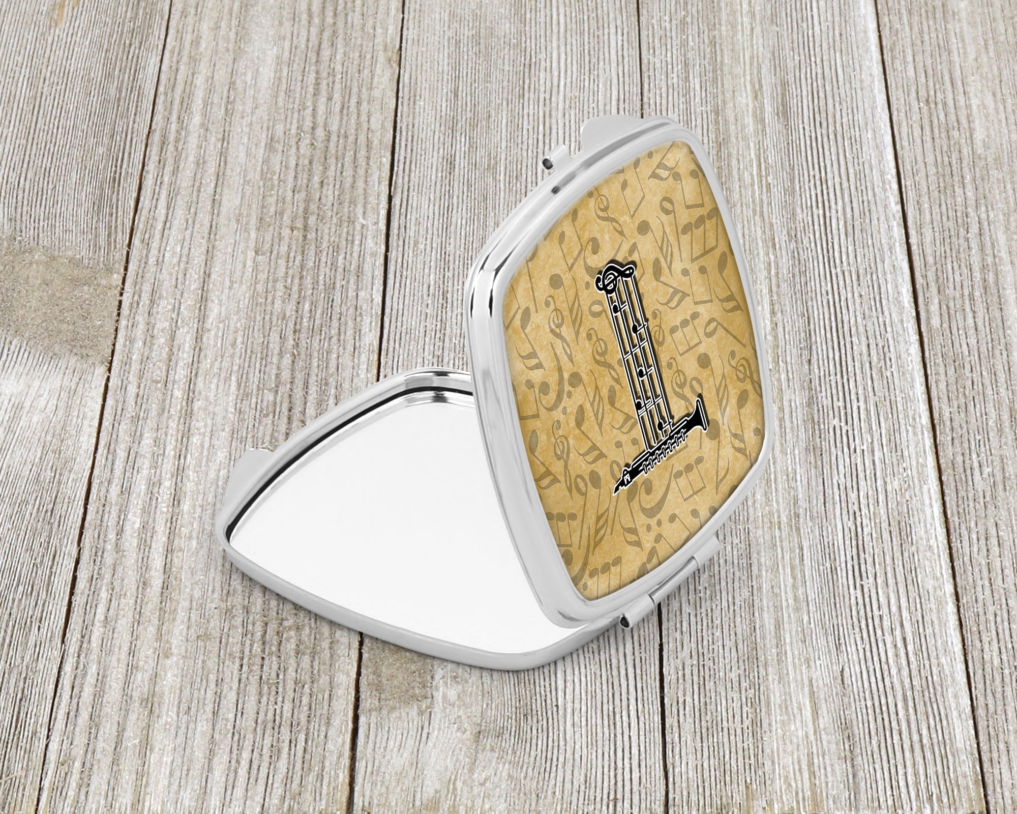 Letter T Musical Instrument Alphabet Compact Mirror Decorative Travel Makeup Mirror for Women Girls Gifts Pocket Makeup Mirror Folding Handheld