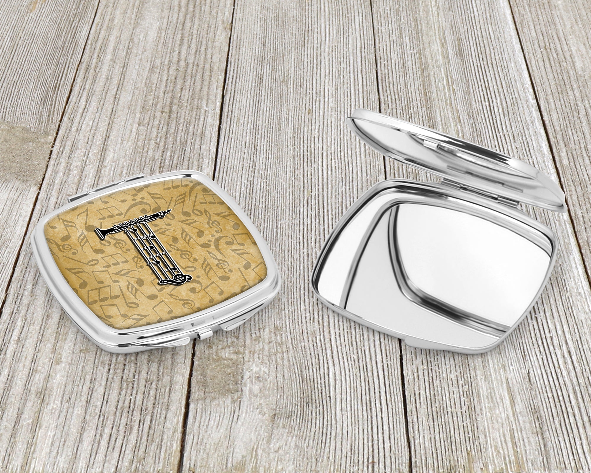 Letter T Musical Instrument Alphabet Compact Mirror Decorative Travel Makeup Mirror for Women Girls Gifts Pocket Makeup Mirror Folding Handheld