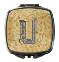 Letter U Musical Instrument Alphabet Compact Mirror Decorative Travel Makeup Mirror for Women Girls Gifts Pocket Makeup Mirror Folding Handheld