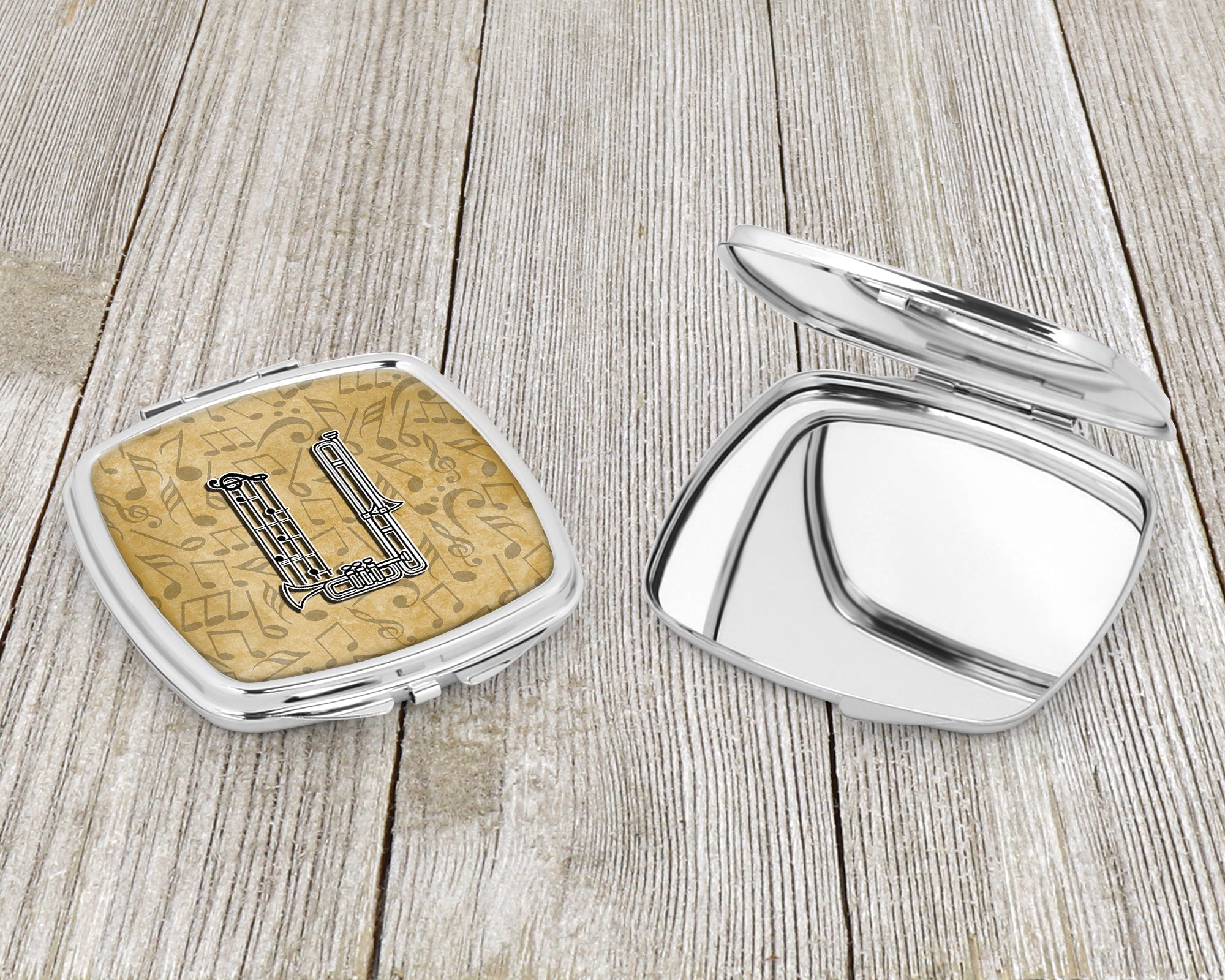 Letter U Musical Instrument Alphabet Compact Mirror Decorative Travel Makeup Mirror for Women Girls Gifts Pocket Makeup Mirror Folding Handheld