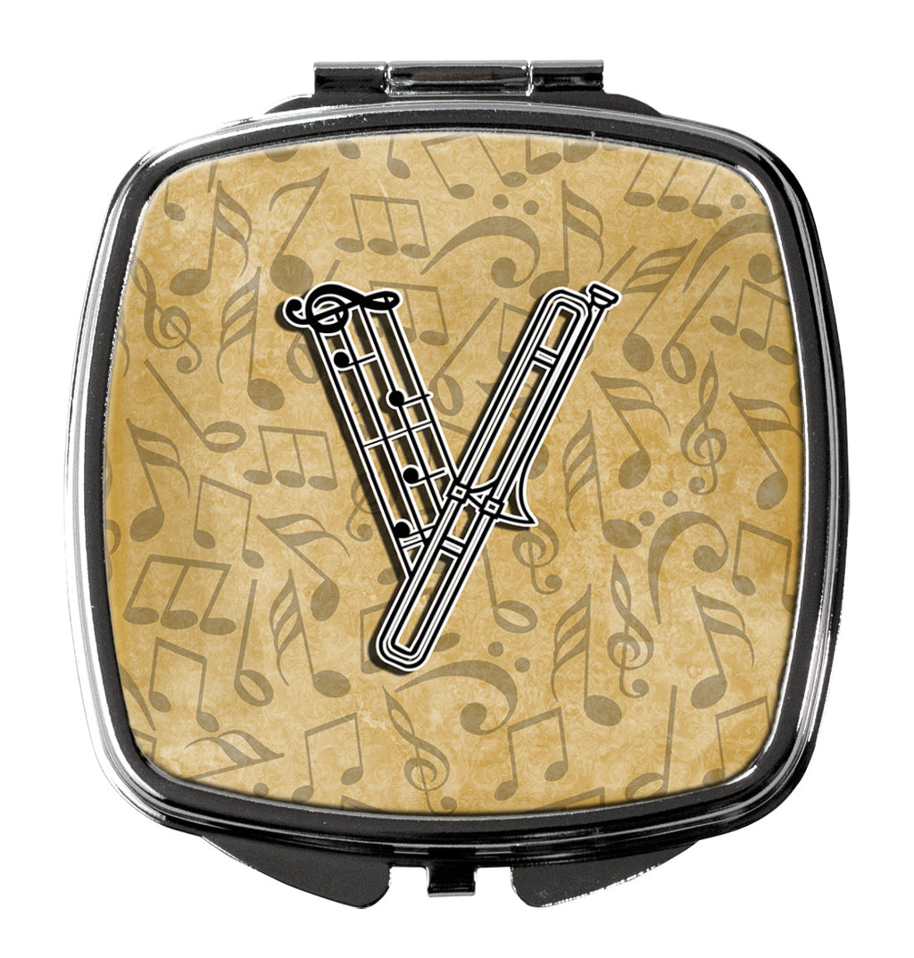 Letter V Musical Instrument Alphabet Compact Mirror Decorative Travel Makeup Mirror for Women Girls Gifts Pocket Makeup Mirror Folding Handheld