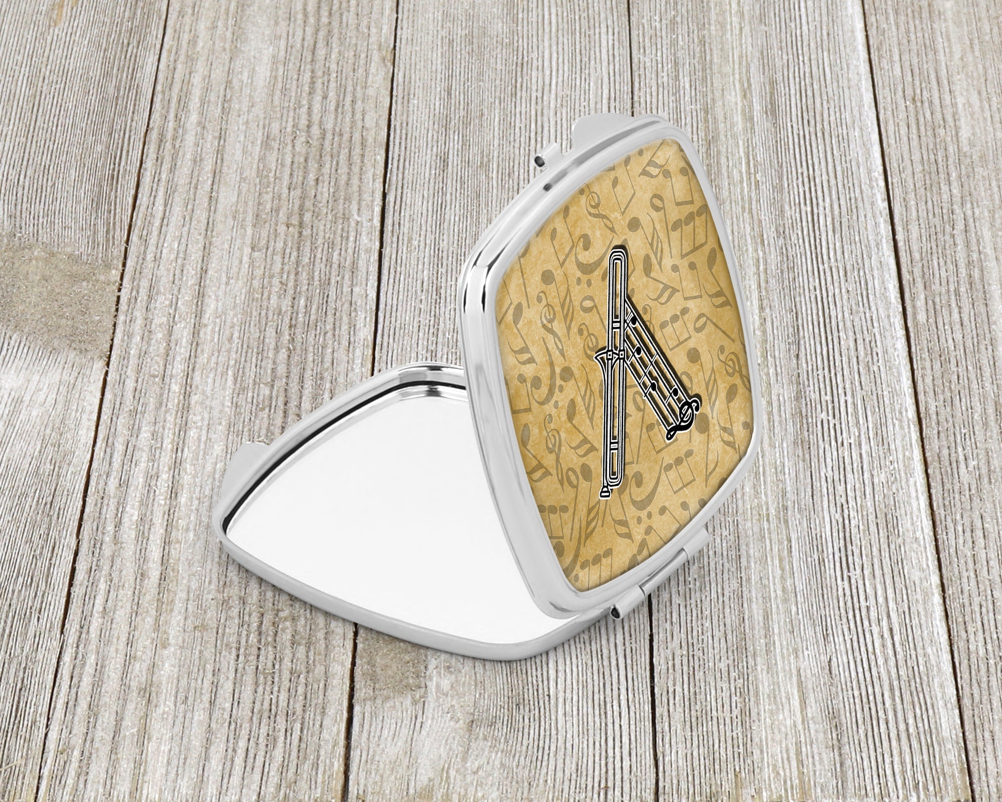 Letter V Musical Instrument Alphabet Compact Mirror Decorative Travel Makeup Mirror for Women Girls Gifts Pocket Makeup Mirror Folding Handheld