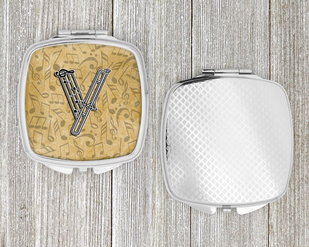 Letter V Musical Instrument Alphabet Compact Mirror Decorative Travel Makeup Mirror for Women Girls Gifts Pocket Makeup Mirror Folding Handheld
