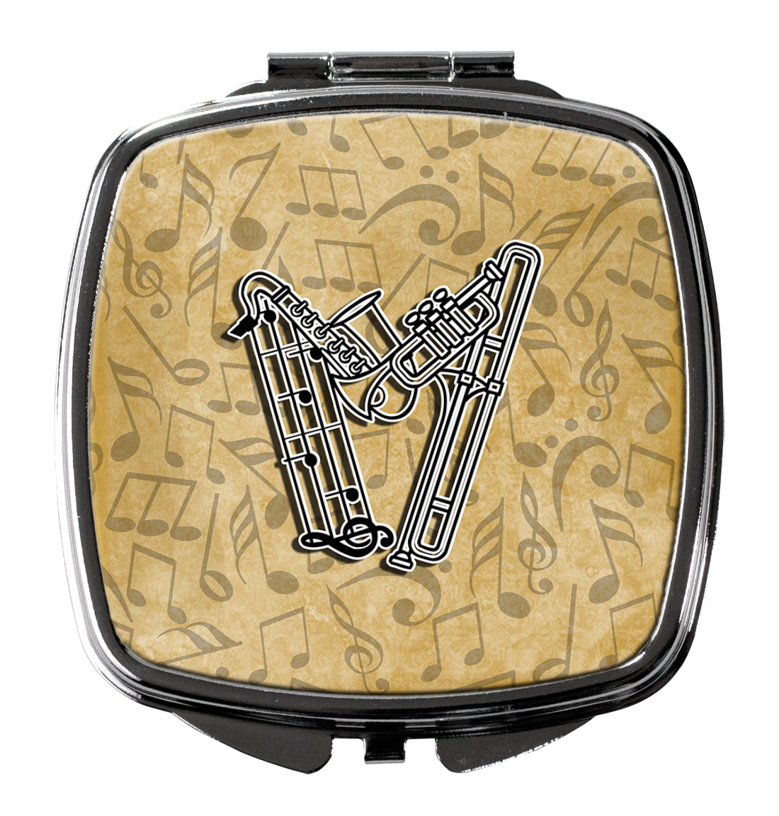 Letter W Musical Instrument Alphabet Compact Mirror Decorative Travel Makeup Mirror for Women Girls Gifts Pocket Makeup Mirror Folding Handheld