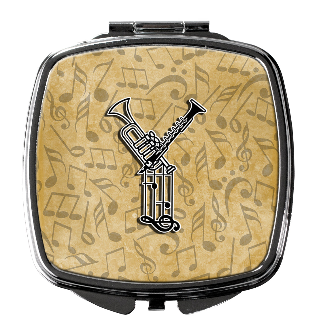 Letter Y Musical Instrument Alphabet Compact Mirror Decorative Travel Makeup Mirror for Women Girls Gifts Pocket Makeup Mirror Folding Handheld