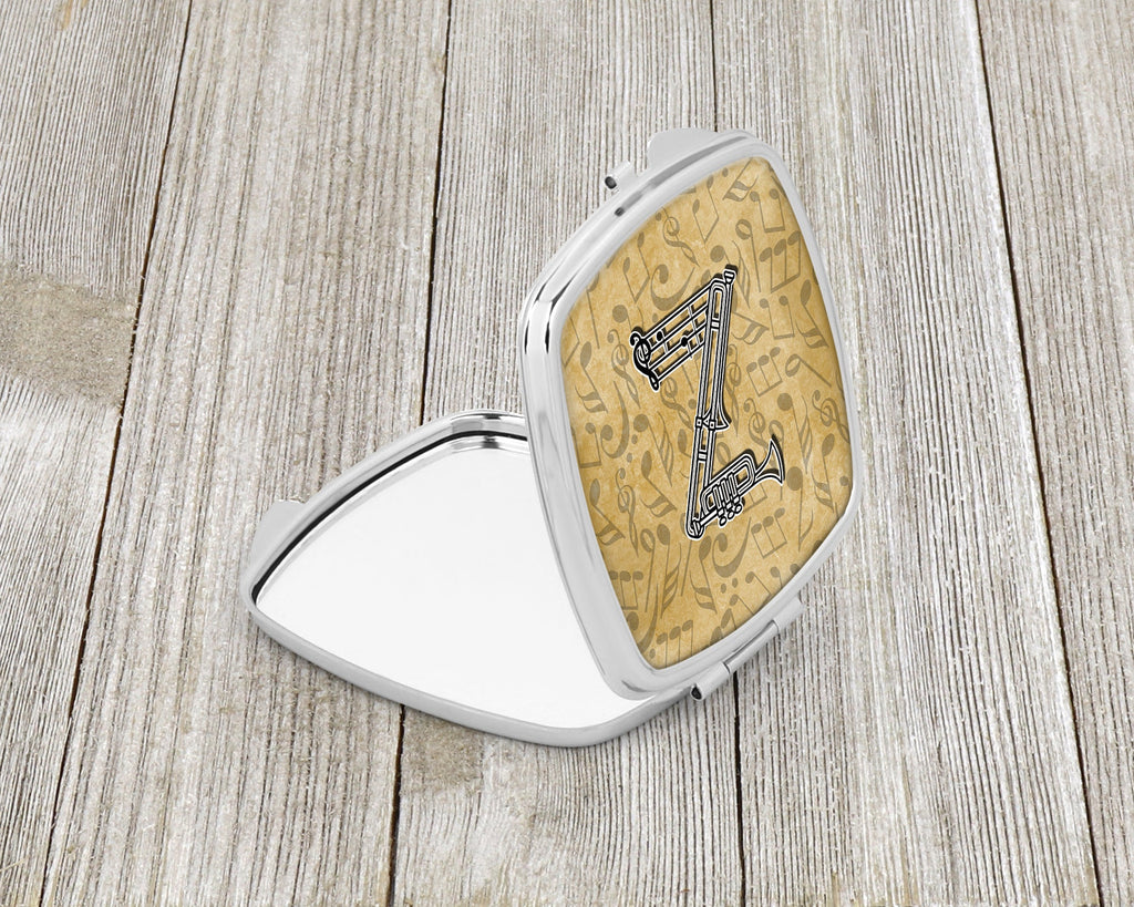 Letter Z Musical Instrument Alphabet Compact Mirror Decorative Travel Makeup Mirror for Women Girls Gifts Pocket Makeup Mirror Folding Handheld