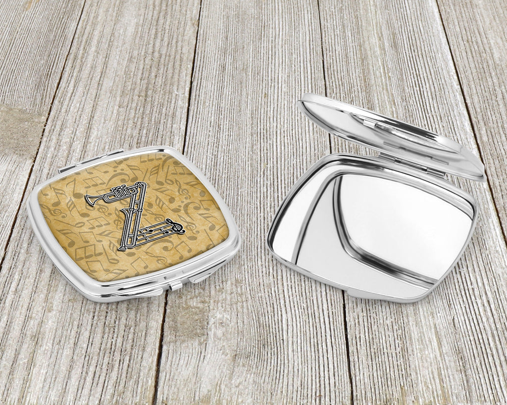 Letter Z Musical Instrument Alphabet Compact Mirror Decorative Travel Makeup Mirror for Women Girls Gifts Pocket Makeup Mirror Folding Handheld