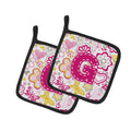 Letter G Flowers and Butterflies Pink Pot Holder Set of 2 Heat Resistant Quilted Hot Pads 7.5 x 7.5 Inch, Insulated Kitchen Trivets for Cooking & Baking