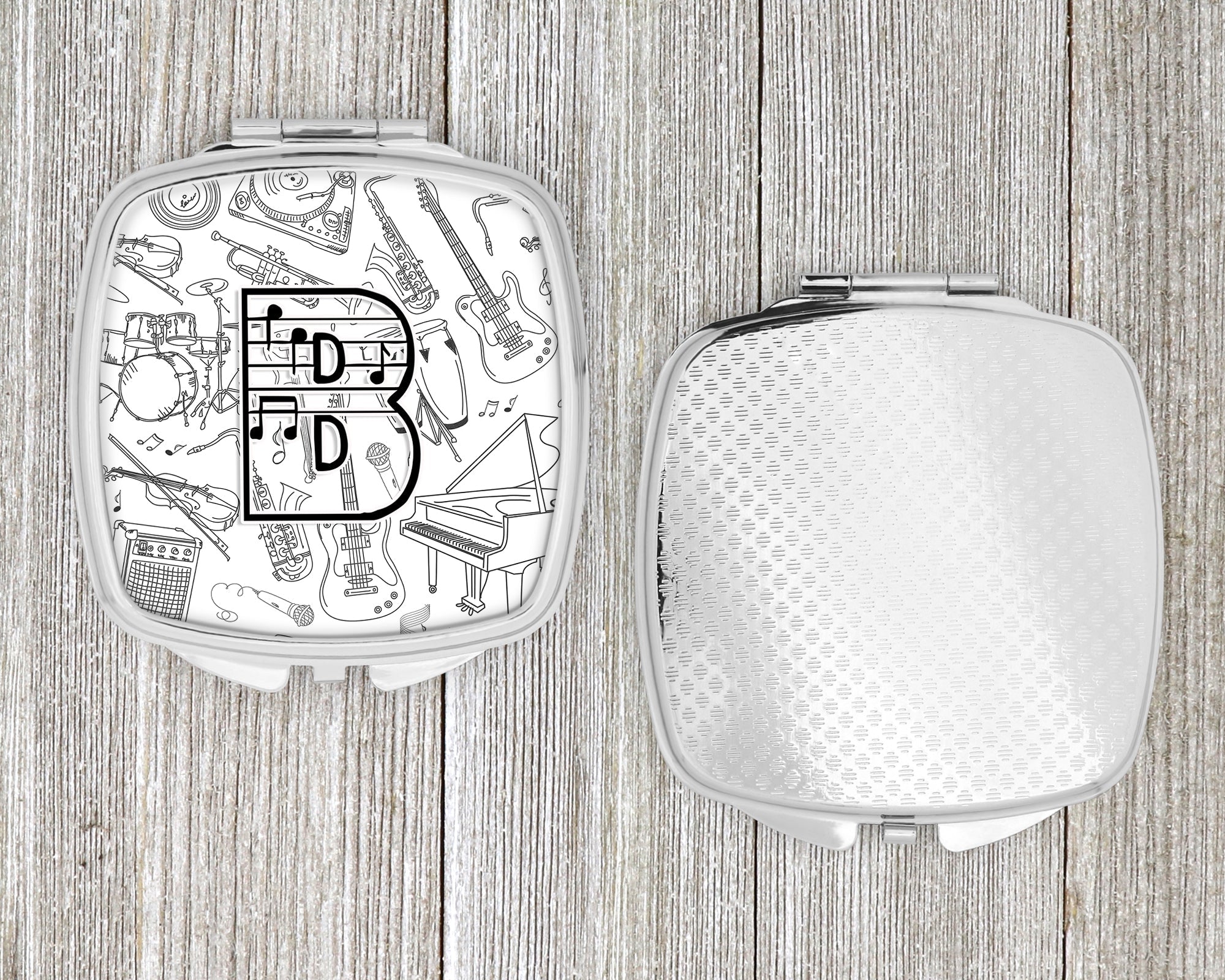 Letter B Musical Note Letters Compact Mirror Decorative Travel Makeup Mirror for Women Girls Gifts Pocket Makeup Mirror Folding Handheld