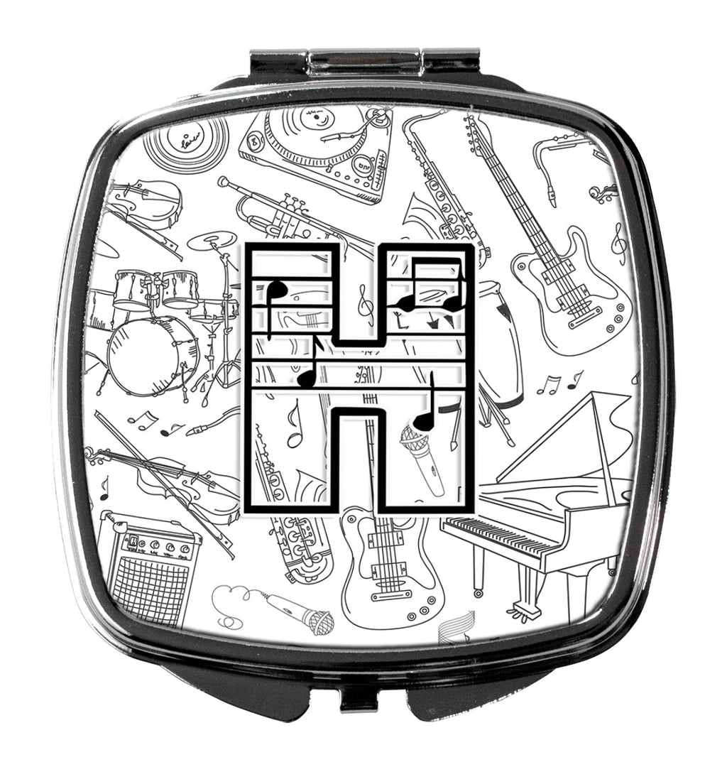 Letter H Musical Note Letters Compact Mirror Decorative Travel Makeup Mirror for Women Girls Gifts Pocket Makeup Mirror Folding Handheld