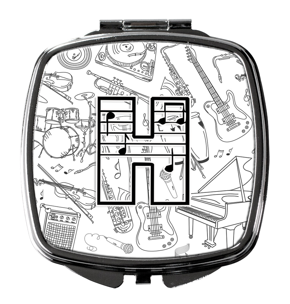 Letter H Musical Note Letters Compact Mirror Decorative Travel Makeup Mirror for Women Girls Gifts Pocket Makeup Mirror Folding Handheld