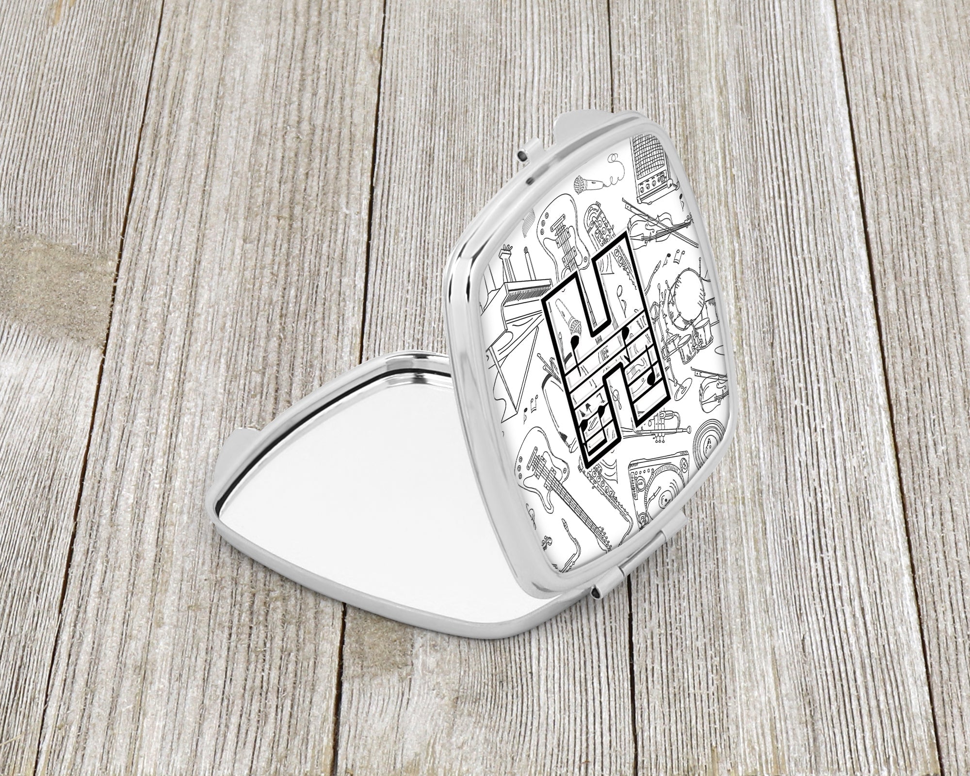 Letter H Musical Note Letters Compact Mirror Decorative Travel Makeup Mirror for Women Girls Gifts Pocket Makeup Mirror Folding Handheld