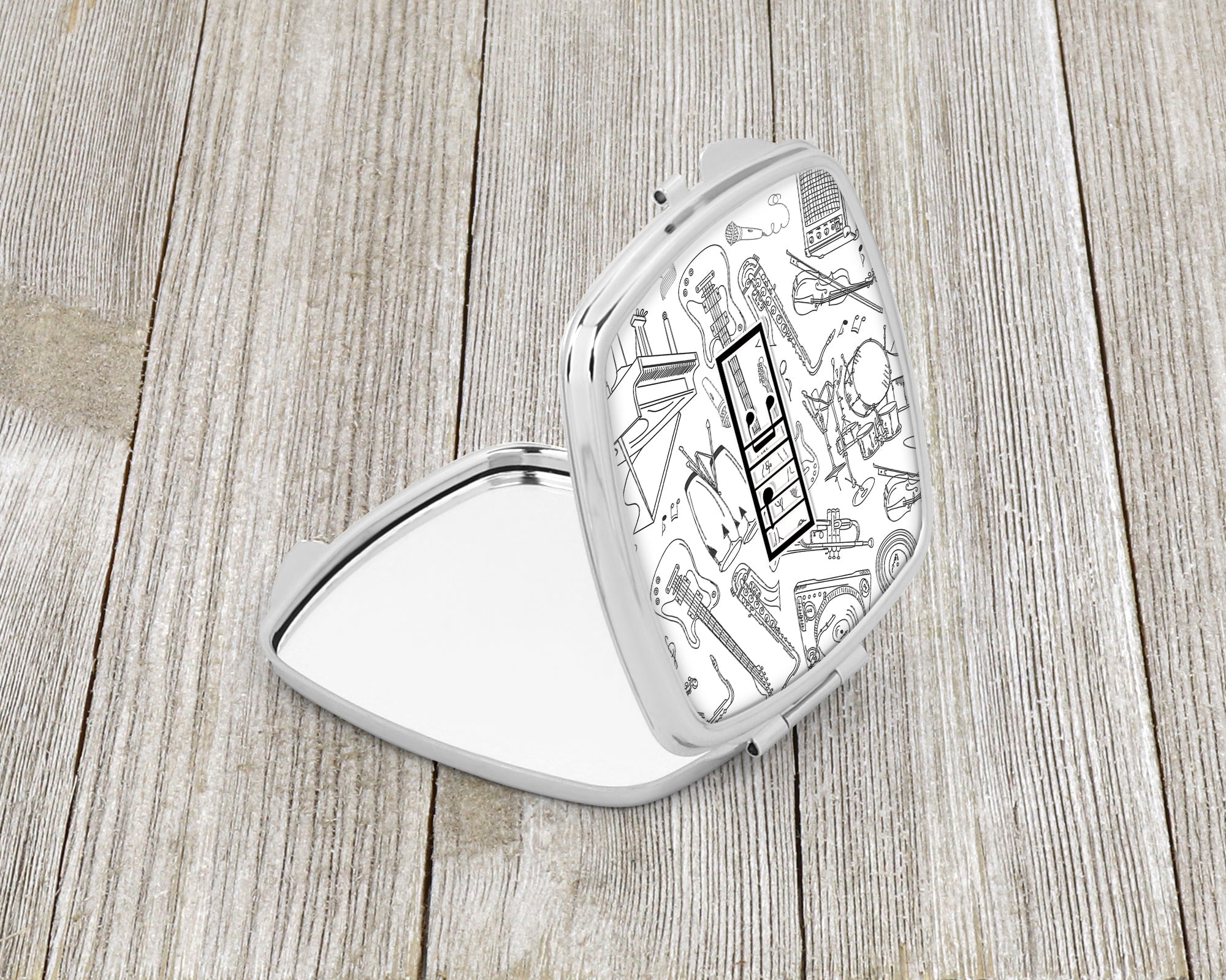 Letter I Musical Note Letters Compact Mirror Decorative Travel Makeup Mirror for Women Girls Gifts Pocket Makeup Mirror Folding Handheld