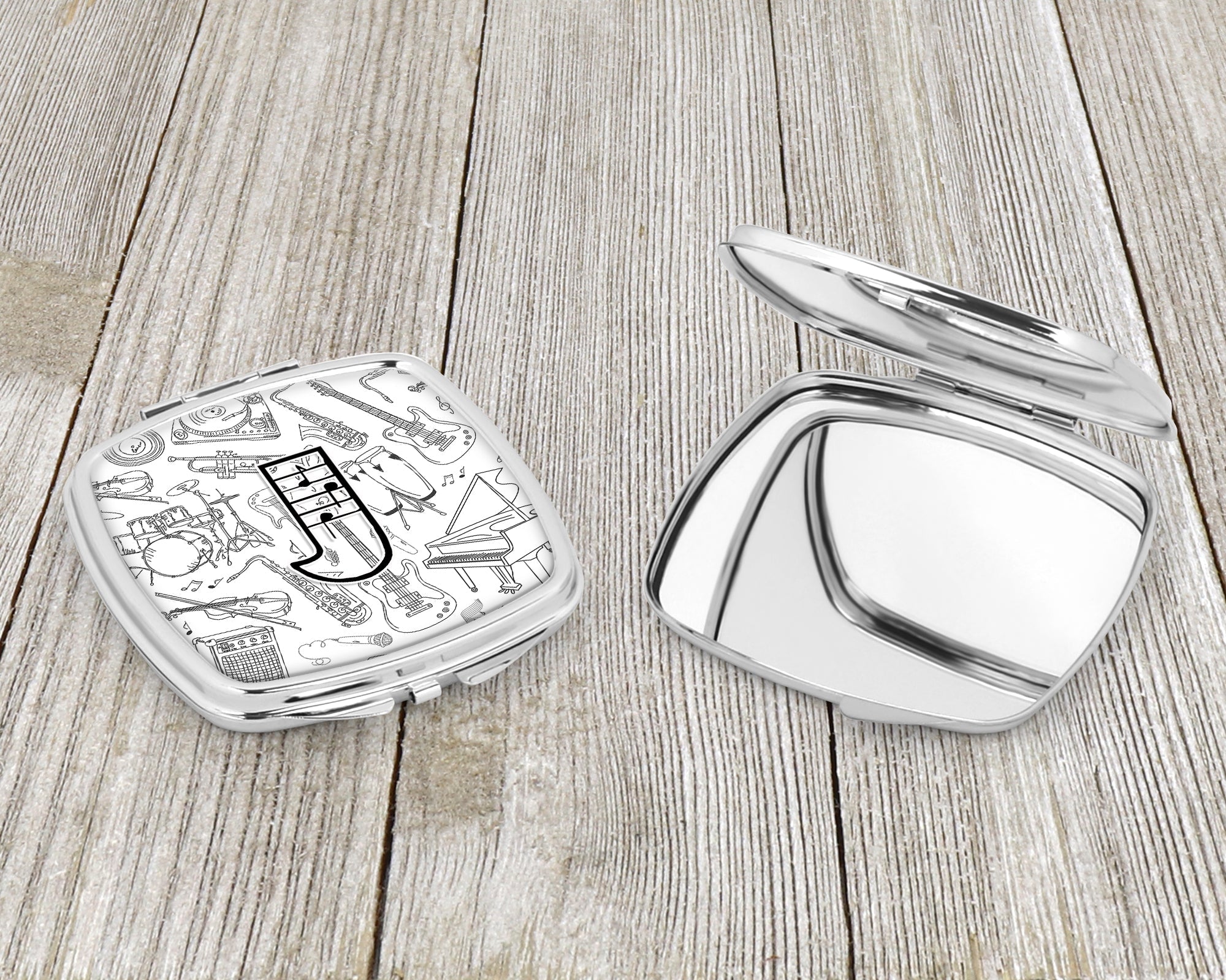 Letter J Musical Note Letters Compact Mirror Decorative Travel Makeup Mirror for Women Girls Gifts Pocket Makeup Mirror Folding Handheld