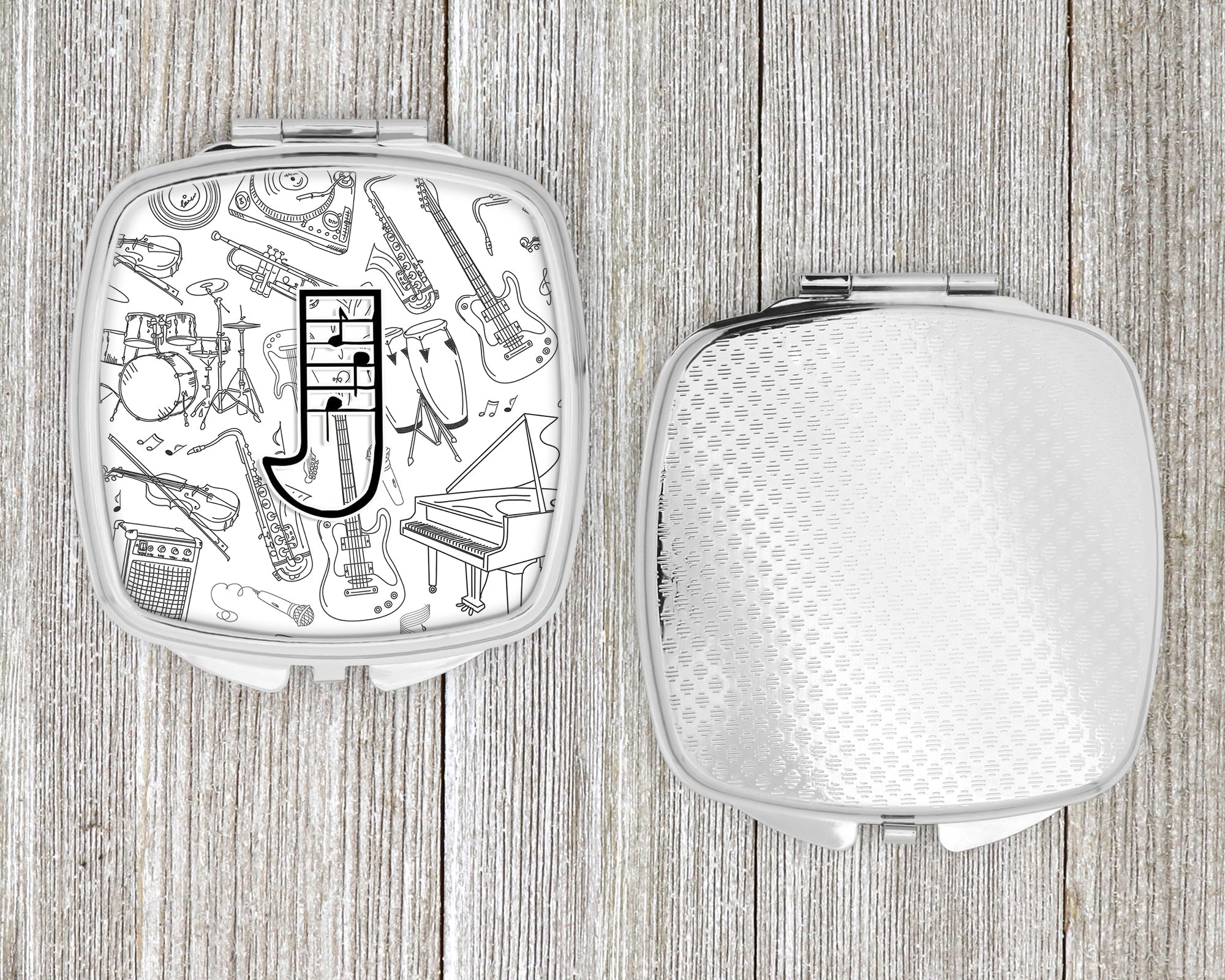 Letter J Musical Note Letters Compact Mirror Decorative Travel Makeup Mirror for Women Girls Gifts Pocket Makeup Mirror Folding Handheld