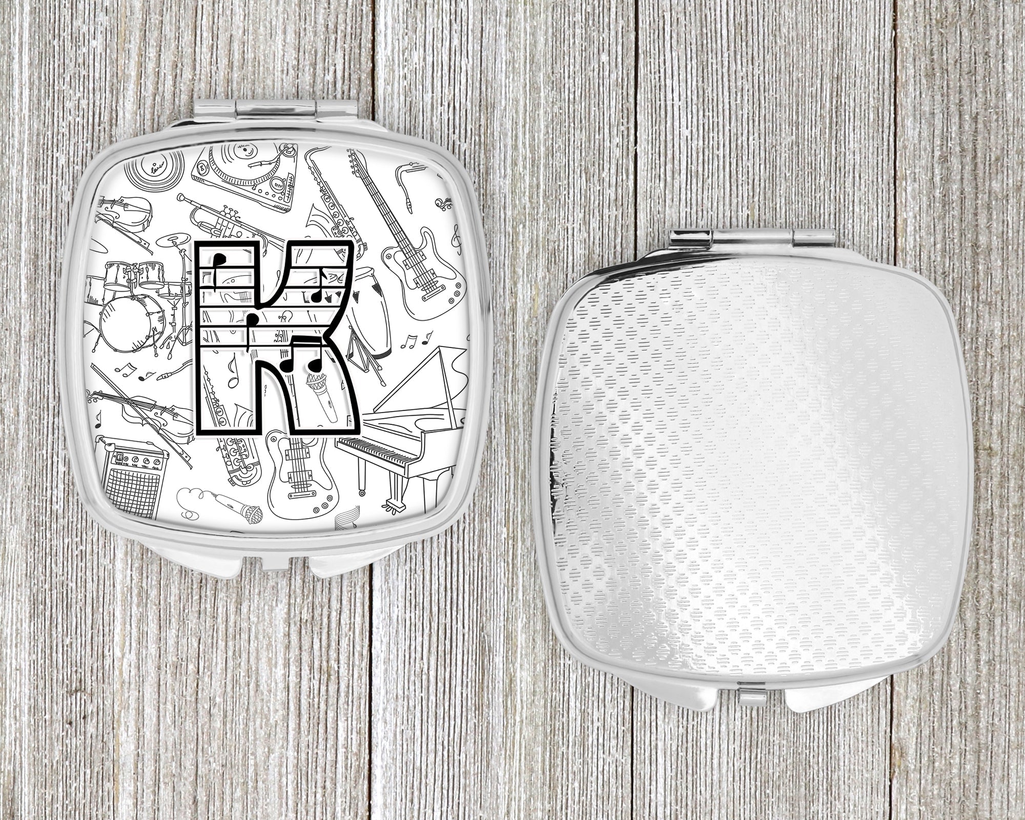 Letter K Musical Note Letters Compact Mirror Decorative Travel Makeup Mirror for Women Girls Gifts Pocket Makeup Mirror Folding Handheld