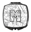 Letter M Musical Note Letters Compact Mirror Decorative Travel Makeup Mirror for Women Girls Gifts Pocket Makeup Mirror Folding Handheld
