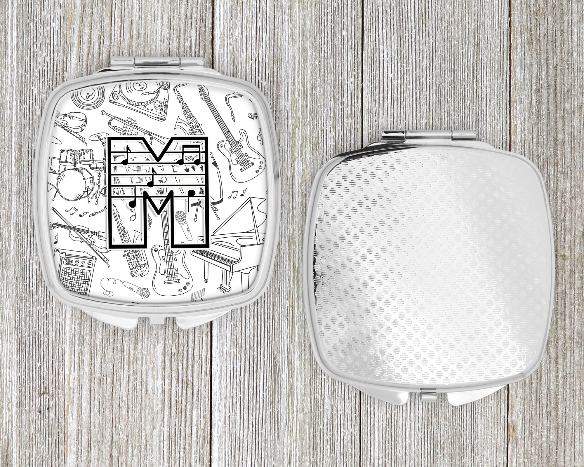 Letter M Musical Note Letters Compact Mirror Decorative Travel Makeup Mirror for Women Girls Gifts Pocket Makeup Mirror Folding Handheld