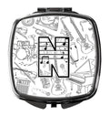 Letter N Musical Note Letters Compact Mirror Decorative Travel Makeup Mirror for Women Girls Gifts Pocket Makeup Mirror Folding Handheld