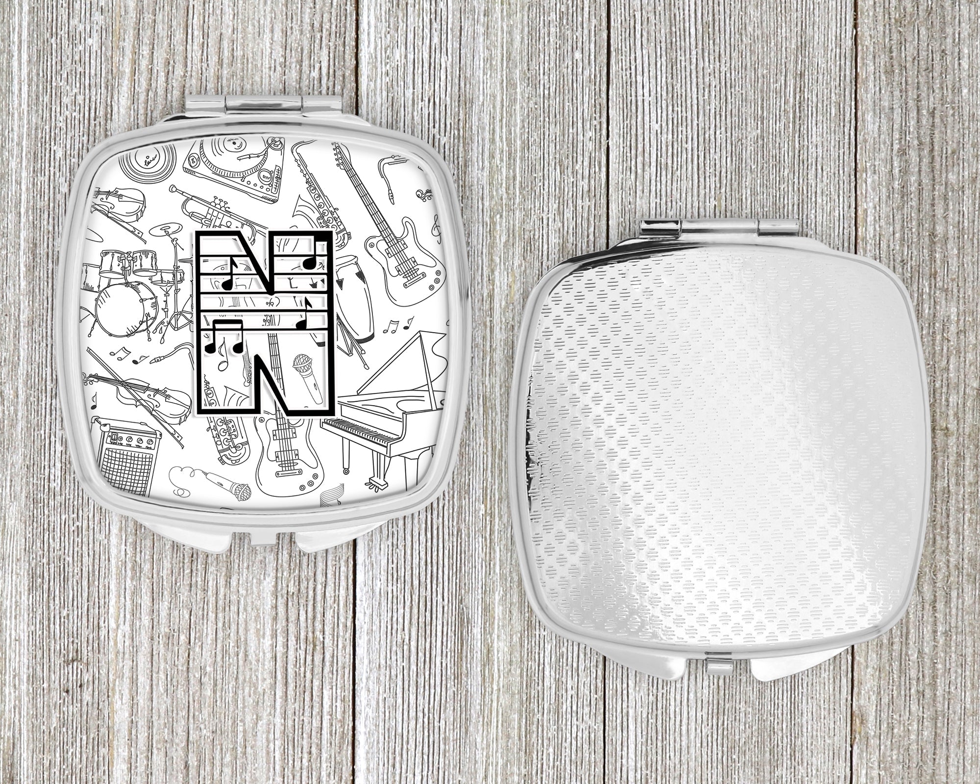 Letter N Musical Note Letters Compact Mirror Decorative Travel Makeup Mirror for Women Girls Gifts Pocket Makeup Mirror Folding Handheld