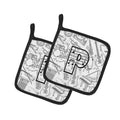 Letter P Musical Note Letters Pot Holder Set of 2 Heat Resistant Quilted Hot Pads 7.5 x 7.5 Inch, Insulated Kitchen Trivets for Cooking & Baking