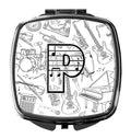 Letter P Musical Note Letters Compact Mirror Decorative Travel Makeup Mirror for Women Girls Gifts Pocket Makeup Mirror Folding Handheld