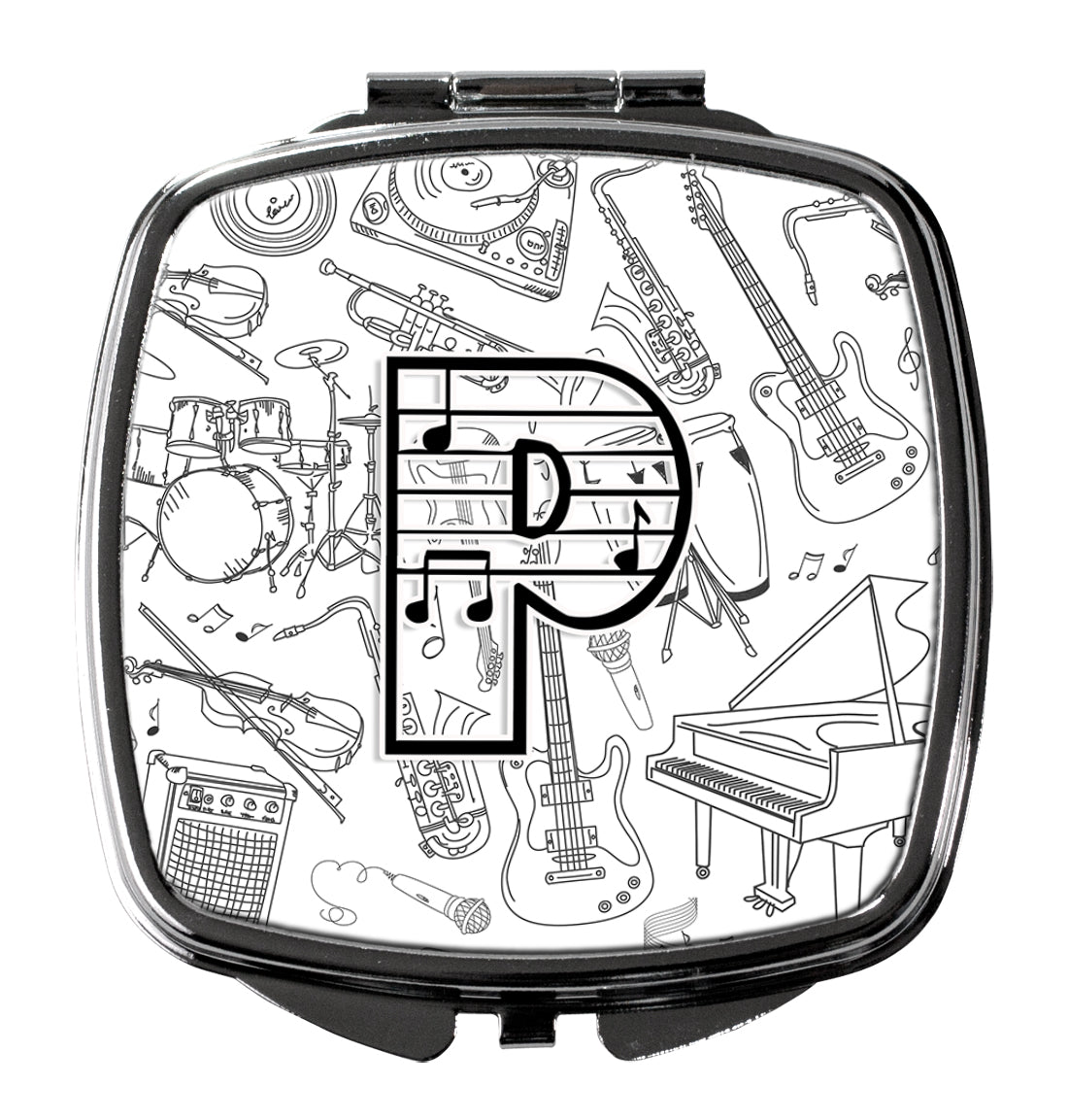 Letter P Musical Note Letters Compact Mirror Decorative Travel Makeup Mirror for Women Girls Gifts Pocket Makeup Mirror Folding Handheld