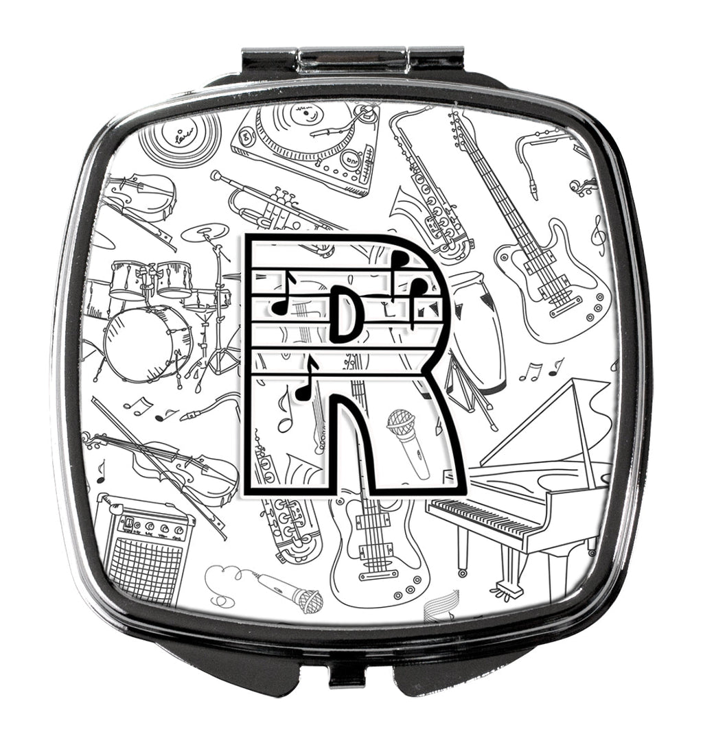 Letter R Musical Note Letters Compact Mirror Decorative Travel Makeup Mirror for Women Girls Gifts Pocket Makeup Mirror Folding Handheld