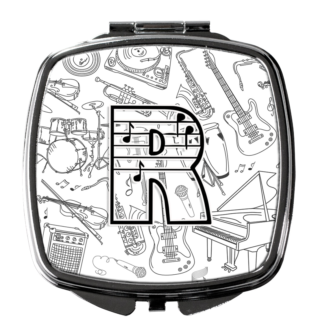 Letter R Musical Note Letters Compact Mirror Decorative Travel Makeup Mirror for Women Girls Gifts Pocket Makeup Mirror Folding Handheld